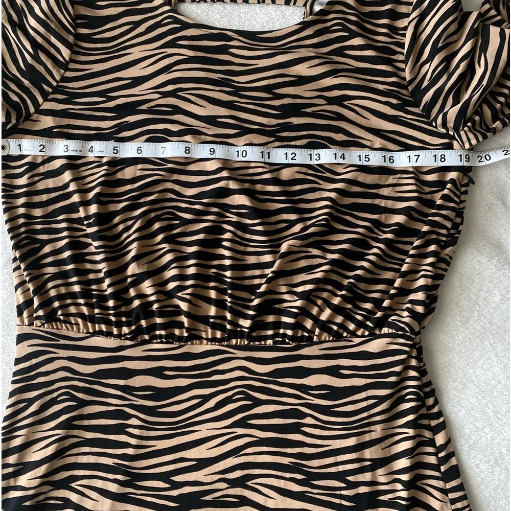 🆕 LOFT Dress in Black/Tan Zebra Pattern, Size 6 - Picture 10 of 12